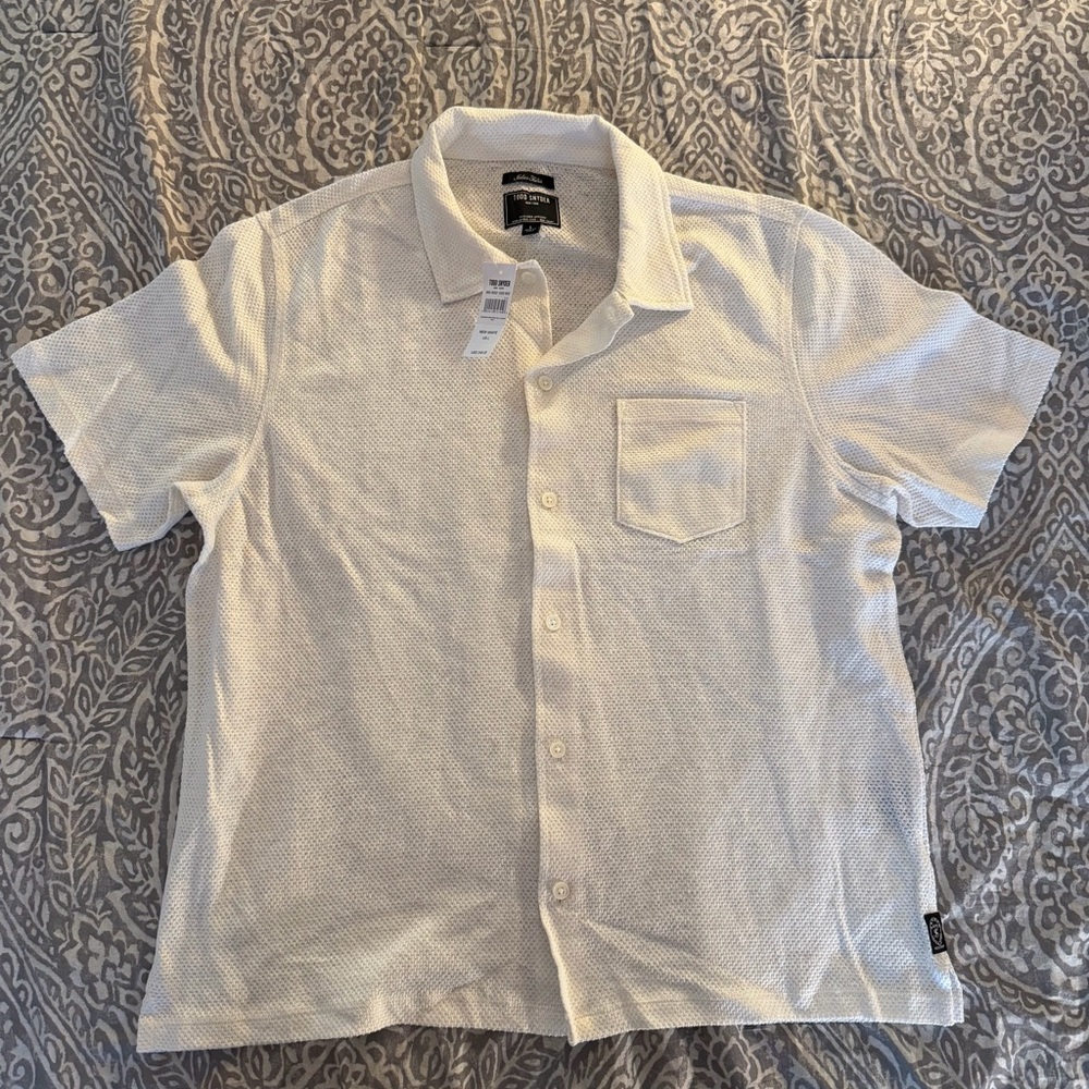 Todd Snyder White Textured Short Sleeve Shirt